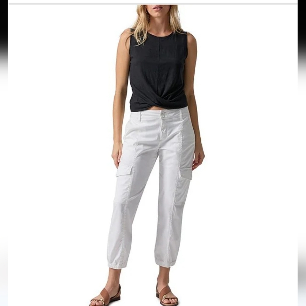 Sanctuary Rebel Cargo Ankle Mid Rise Relaxed Fit Pants White Size 10 Large Beach